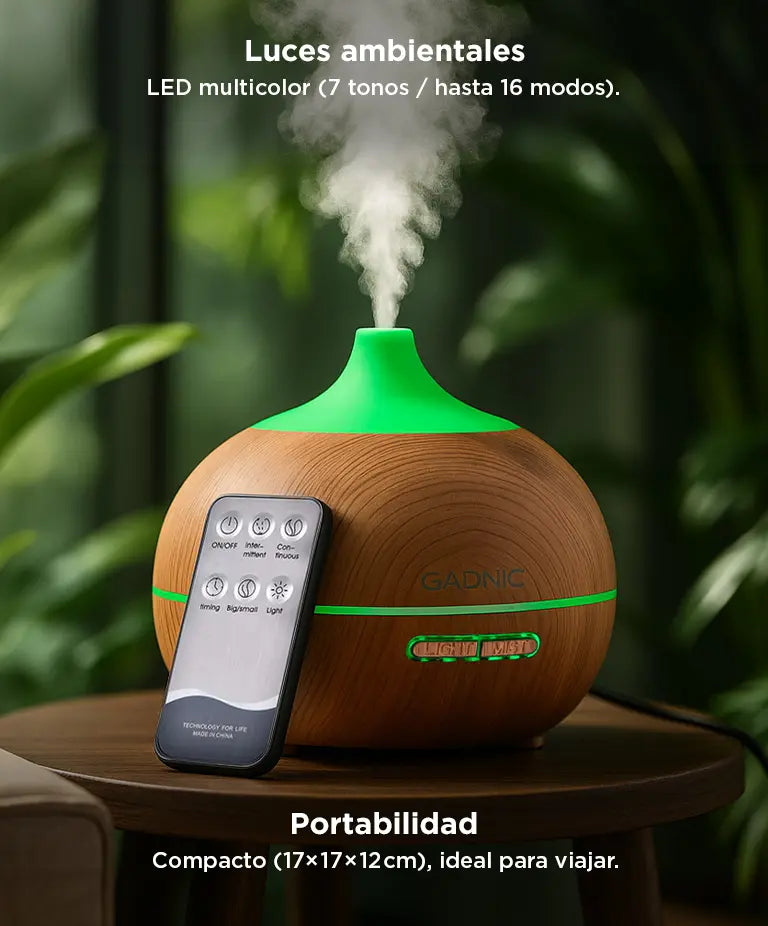 Difusor Humidificador Aromatizante LED Gadnic PLUS 300 ml